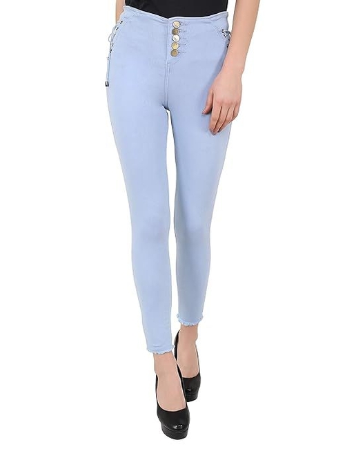 Side Dori Slim Fit Denim Jeans for Women (Size-34) (Color-LIGHT BLUE)