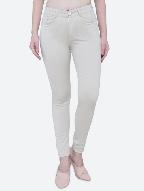 Women High Rise Denim Jeans(Size30)(Colorbeige)