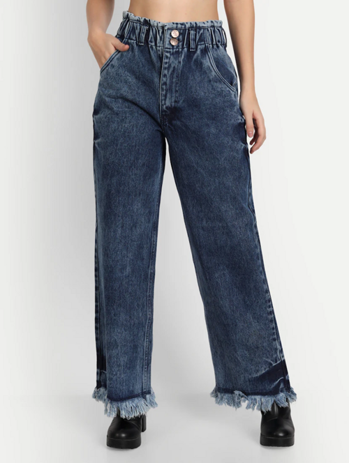 Women High Rise Denim Jeans(Size32)(Colorblue)