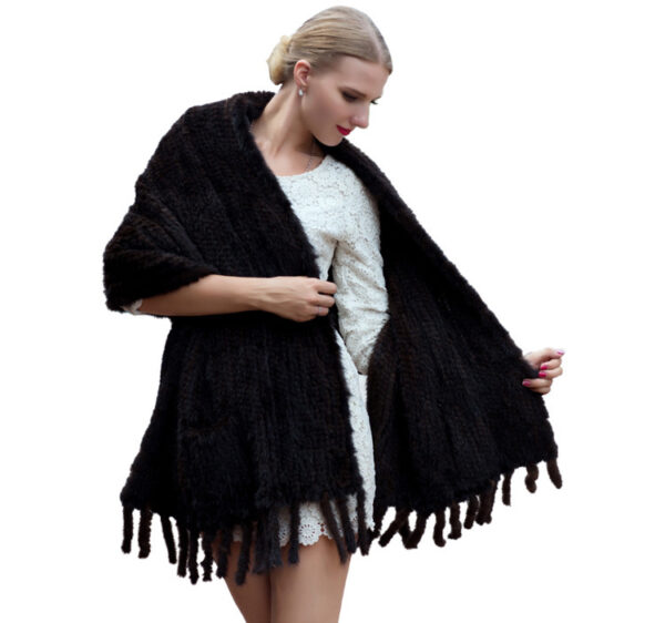 Women's Mink Hair Woven Long Thickened Fur Scarf Fashionable Warm Scarf - Image 5