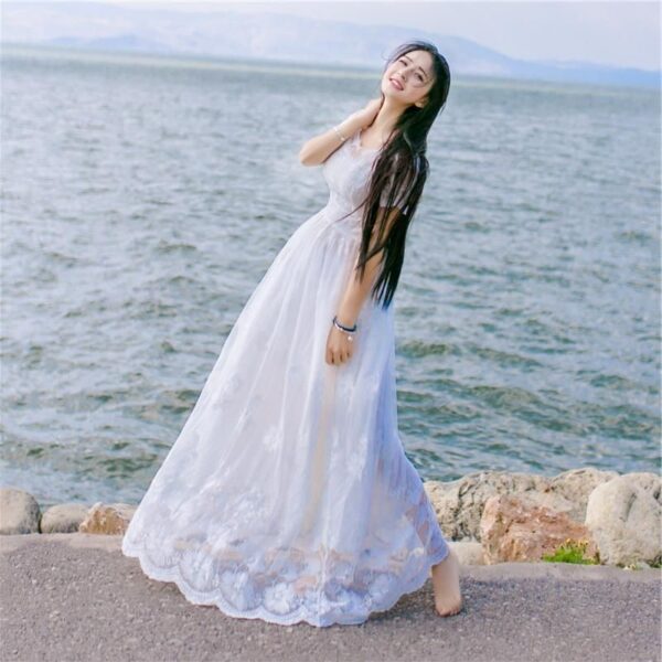 New Lace Dress Women's Summer Large Swing Fairy Beach - Image 4