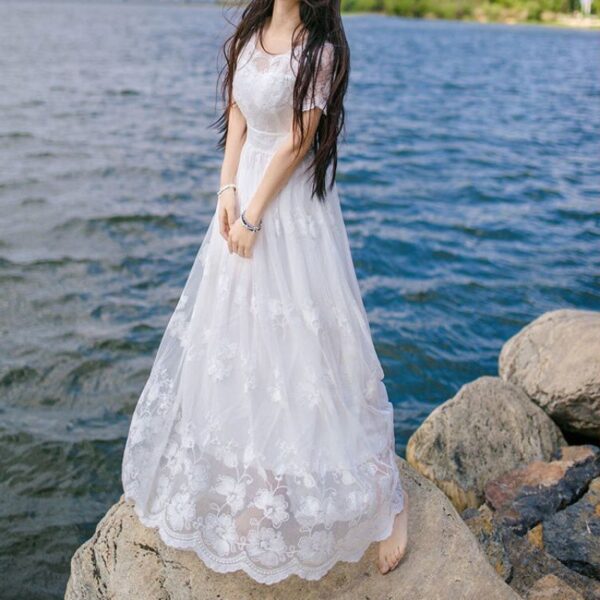 New Lace Dress Women's Summer Large Swing Fairy Beach - Image 3