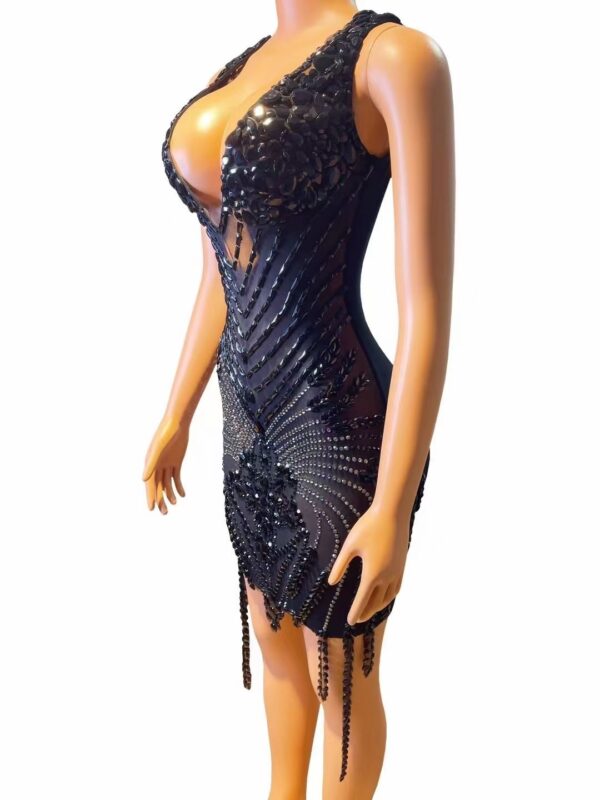 Rhinestone Sexy V-neck Tight Dress Party Dress Skirt - Image 3