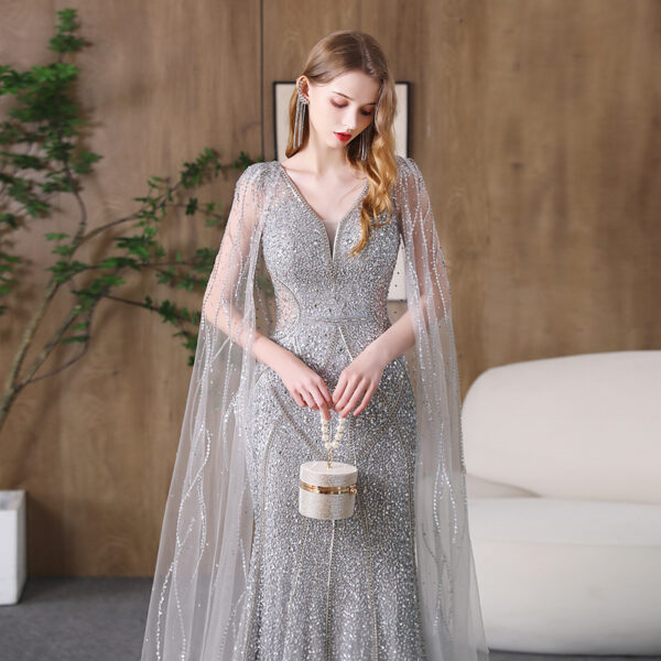 Evening Dress Banquet Slimming Fishtail Host Evening Dress - Image 4