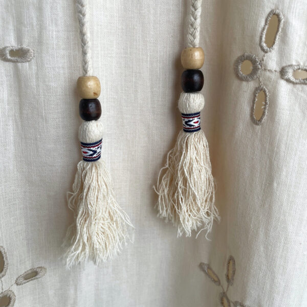 Retro Ethnic Travel Holiday Embroidered Long Dress, Hollow White Embroidered Dress, Linen V-neck Dress, Cotton Summer Cloth, Boho Maxi Dress - Image 7