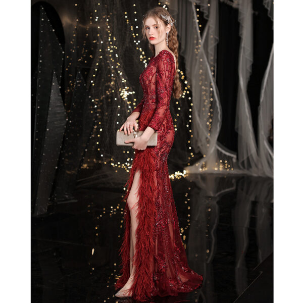 Queen Temperament Evening Dress Female Fishtail Red Heavy Industry - Image 2