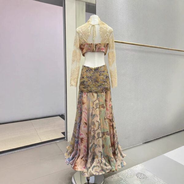 Silk Ribbon Ruffled Skirt Lace Long - Image 3