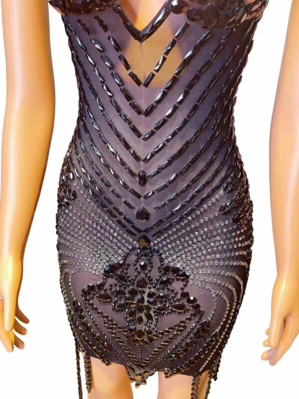 Rhinestone Sexy V-neck Tight Dress Party Dress Skirt - Image 4