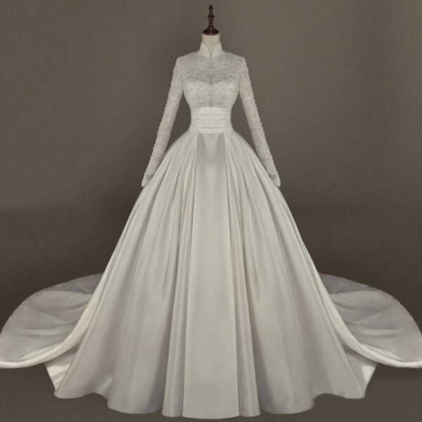 Women's Simple Mori Style Wedding Dress Long Sleeve Lace Dress - Image 3