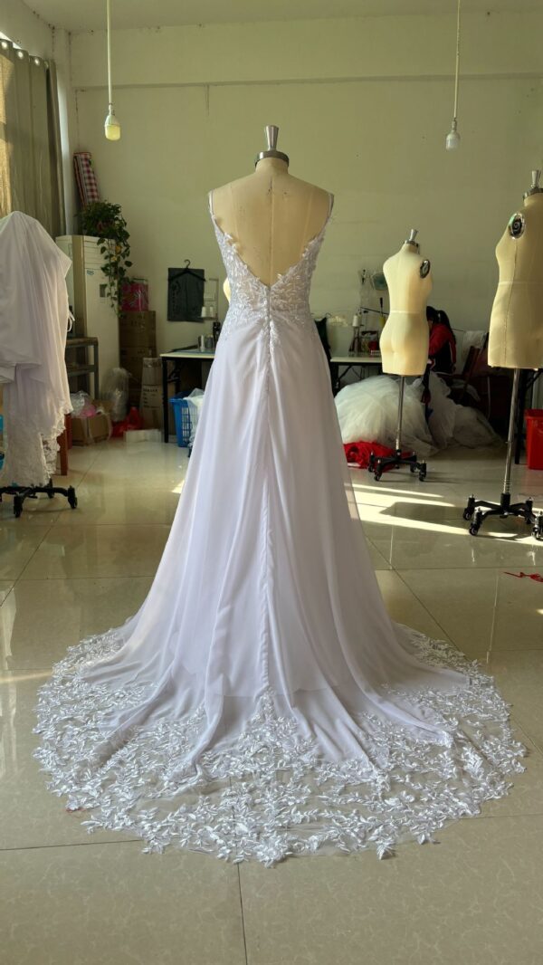 Strap Fishtail Wedding Dress Bridal Slim Satin Lace Dress - Image 2