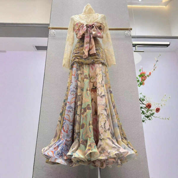 Silk Ribbon Ruffled Skirt Lace Long - Image 2