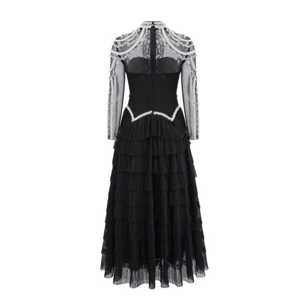 Elegant And Heavy Craft Long Sleeve Beaded Dress - Image 7