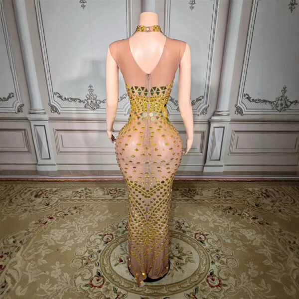 Luxury Mirror Sequins Sheath Halter Trailing Dress - Image 5