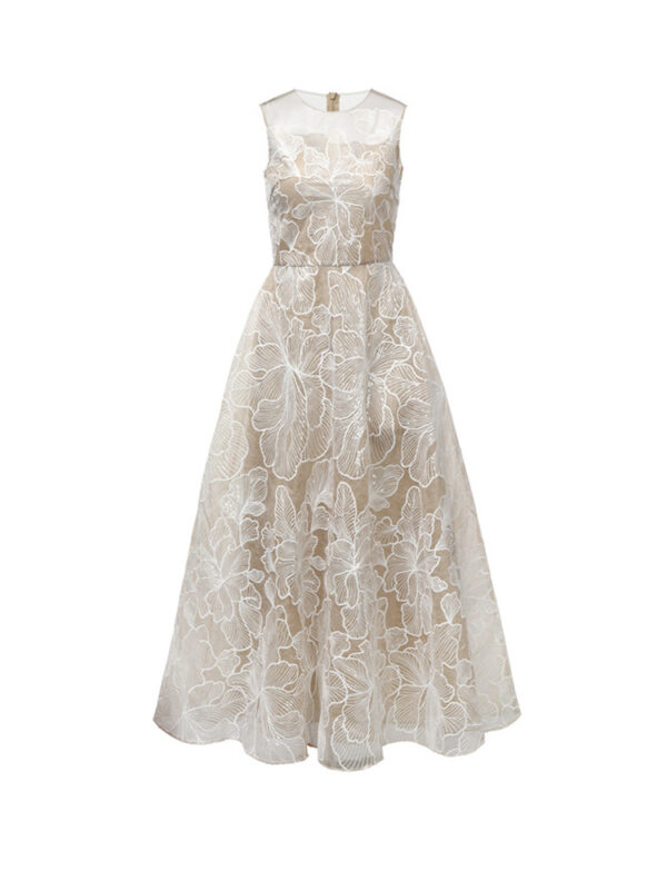 Mesh Ladies Handmade Lace Dress Sleeveless - Image 4