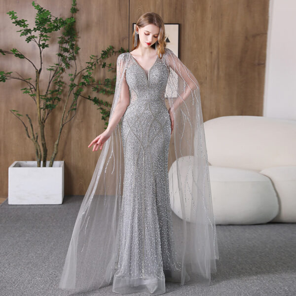 Evening Dress Banquet Slimming Fishtail Host Evening Dress - Image 3
