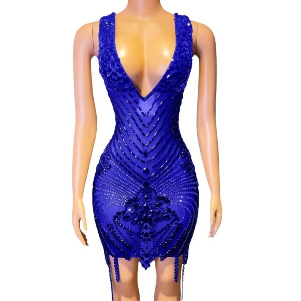 Rhinestone Sexy V-neck Tight Dress Party Dress Skirt - Image 10