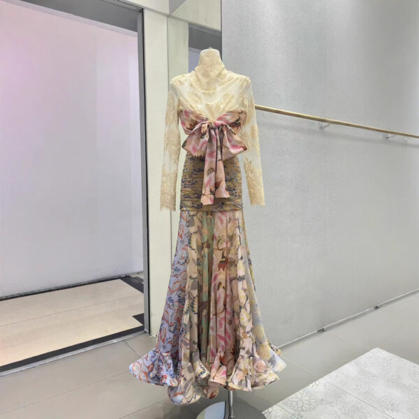 Silk Ribbon Ruffled Skirt Lace Long - Image 5