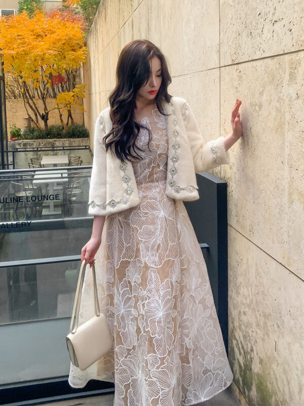 Mesh Ladies Handmade Lace Dress Sleeveless - Image 5