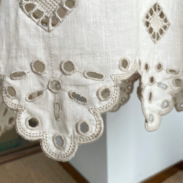 Retro Ethnic Travel Holiday Embroidered Long Dress, Hollow White Embroidered Dress, Linen V-neck Dress, Cotton Summer Cloth, Boho Maxi Dress - Image 4