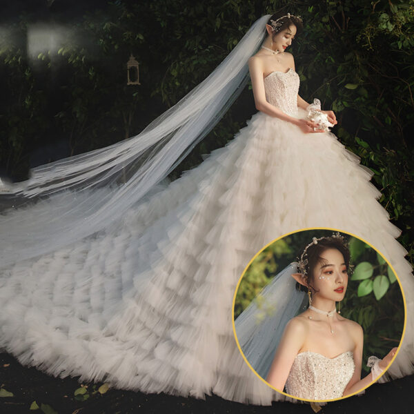 Women's Temperament Fashion Large Trailing wedding Dress - Image 5