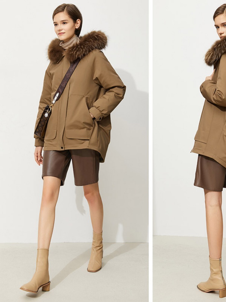 Warm Fur Collar Cropped Pie Jacket - Image 5