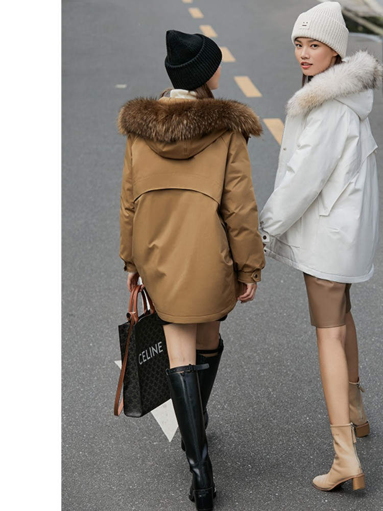 Warm Fur Collar Cropped Pie Jacket - Image 6