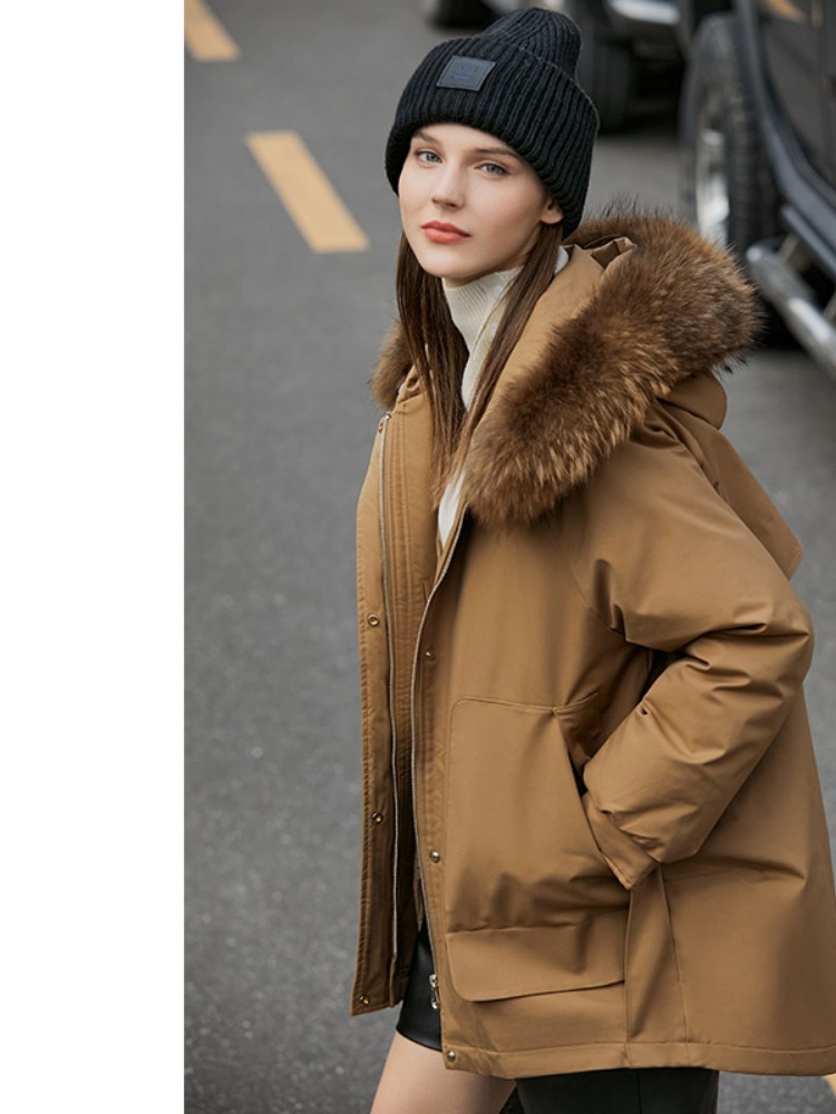 Warm Fur Collar Cropped Pie Jacket - Image 3