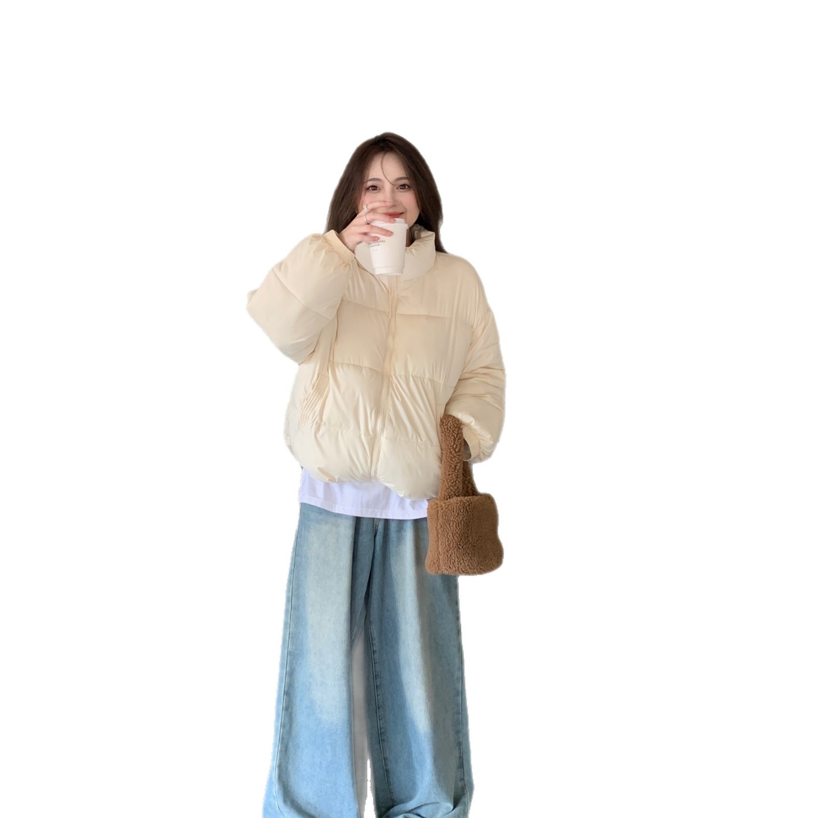 Cute Stand-up Collar Puffer Jacket For Women - Image 6