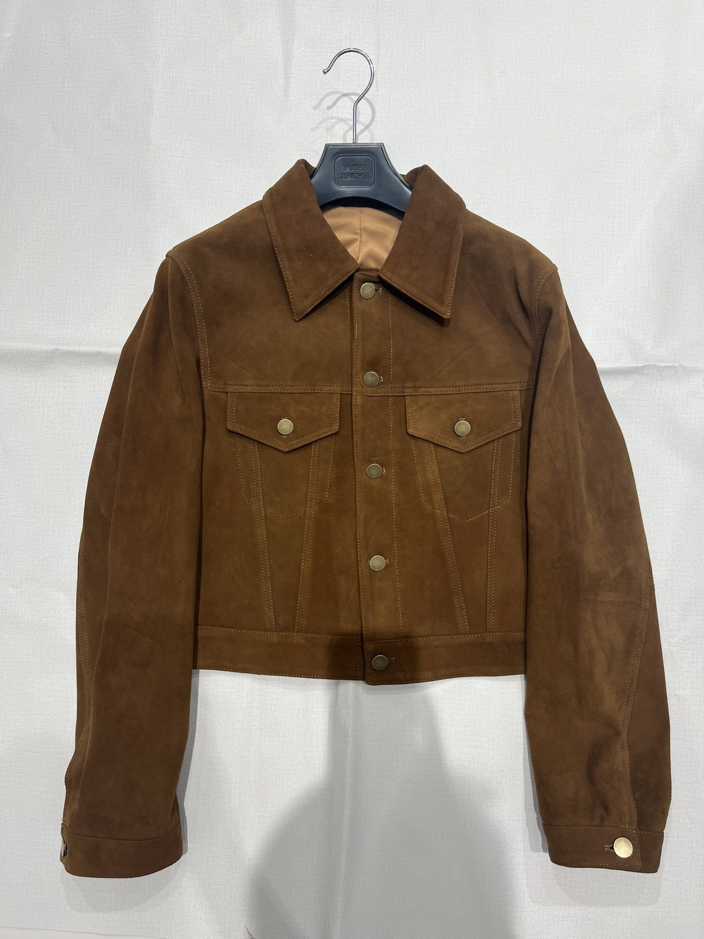 Short Box Retro Leather Coat - Image 6