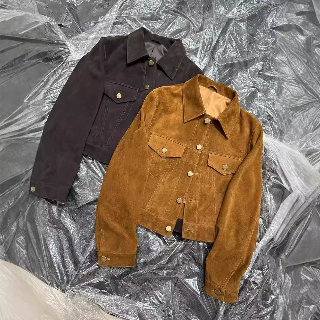 Short Box Retro Leather Coat - Image 8