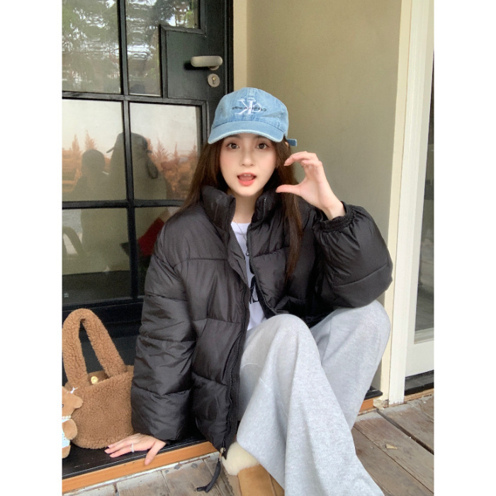 Cute Stand-up Collar Puffer Jacket For Women - Image 8